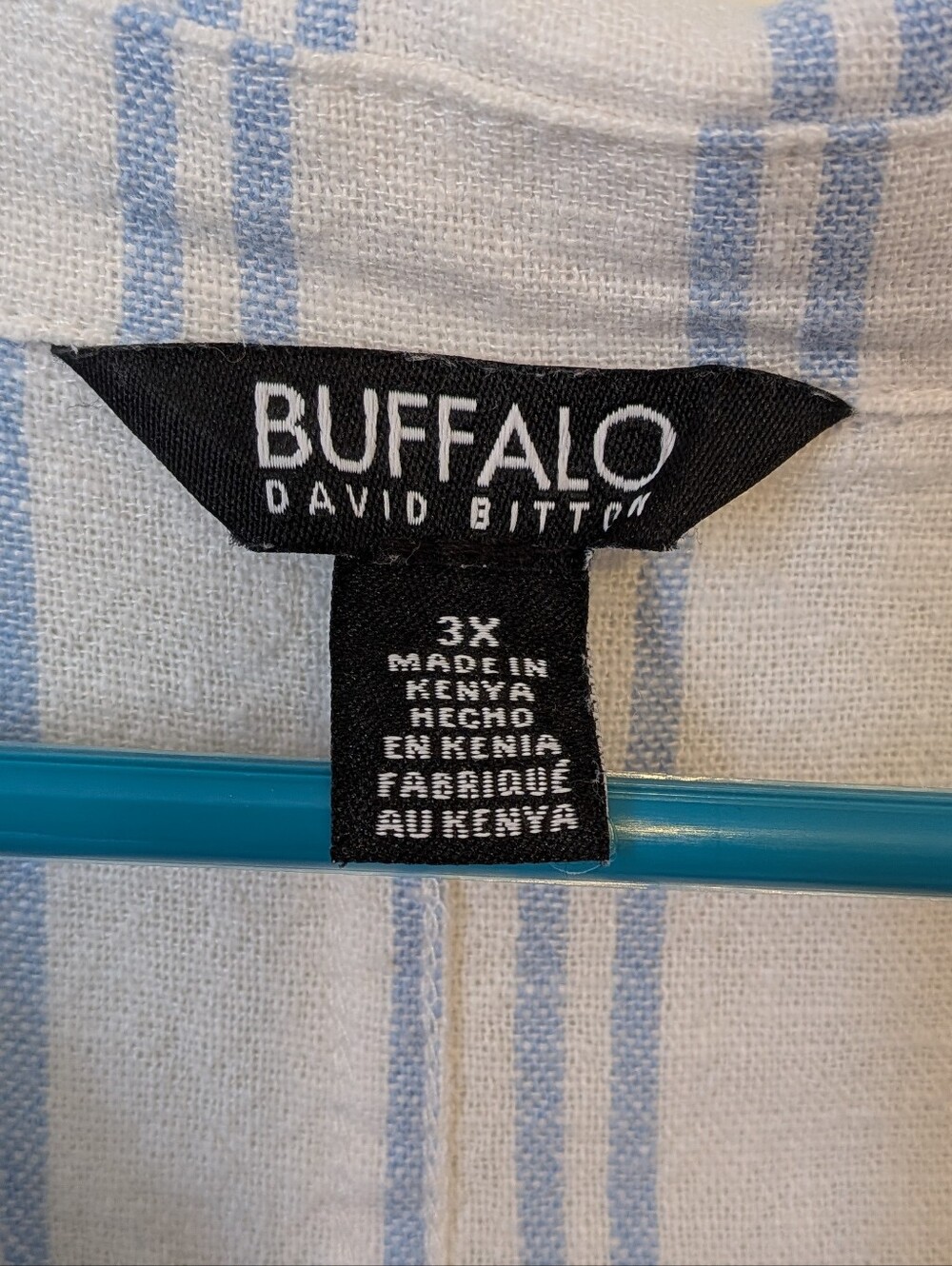 Buffalo Davis Bitton Linen Blend Striped Shirt Size 3X - Picture 2 of 5